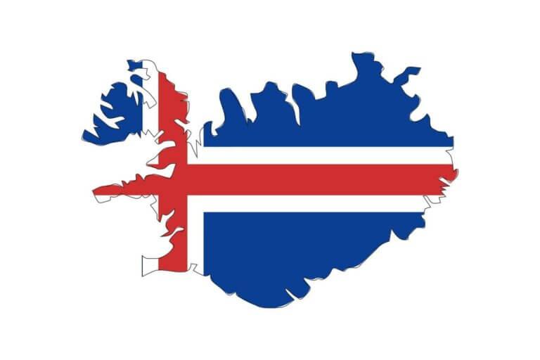 iceland map silhouette with flag on white background free vector