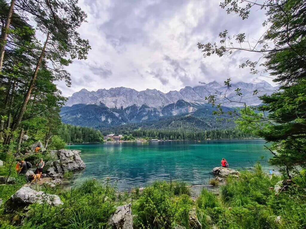 Zugspitze Mountain from Lake Eibsee