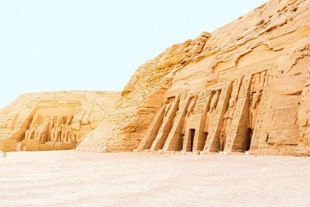 esplanade with two egyptian temples in abu simbel