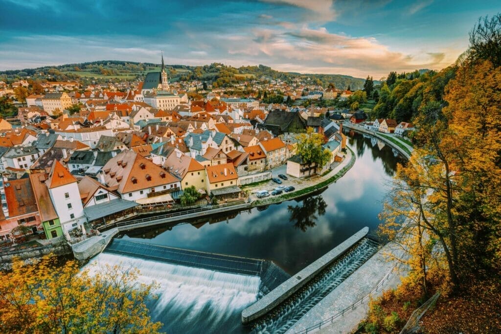 cityscape of cesky krumlov czech republic autumn 2021 08 26 23 05 46 utc