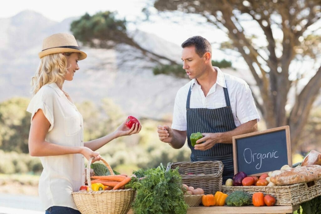 Woman at a farmers market