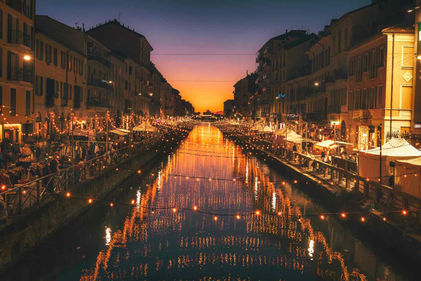 milan canal at night.