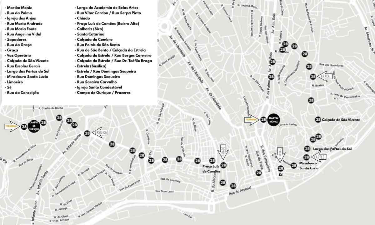 tram 28 map route