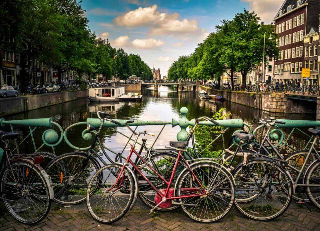 Amsterdam Canal View with Bikes