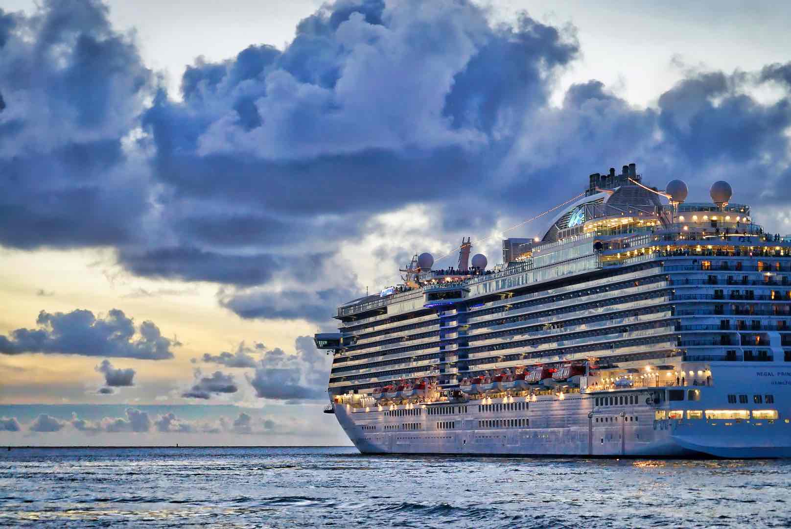 Cruise ship at sunset