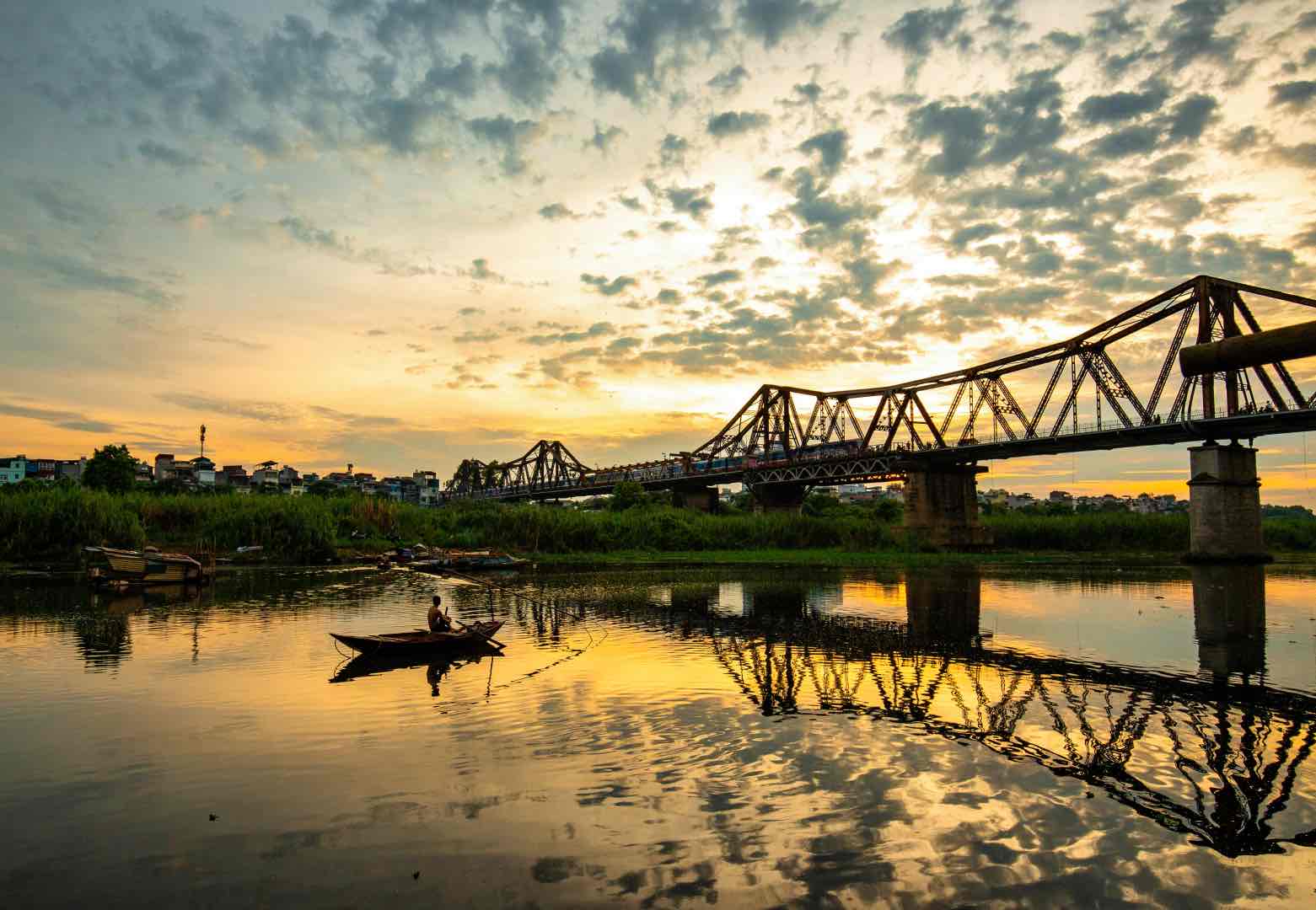 Hanoi Train Bridge over the river