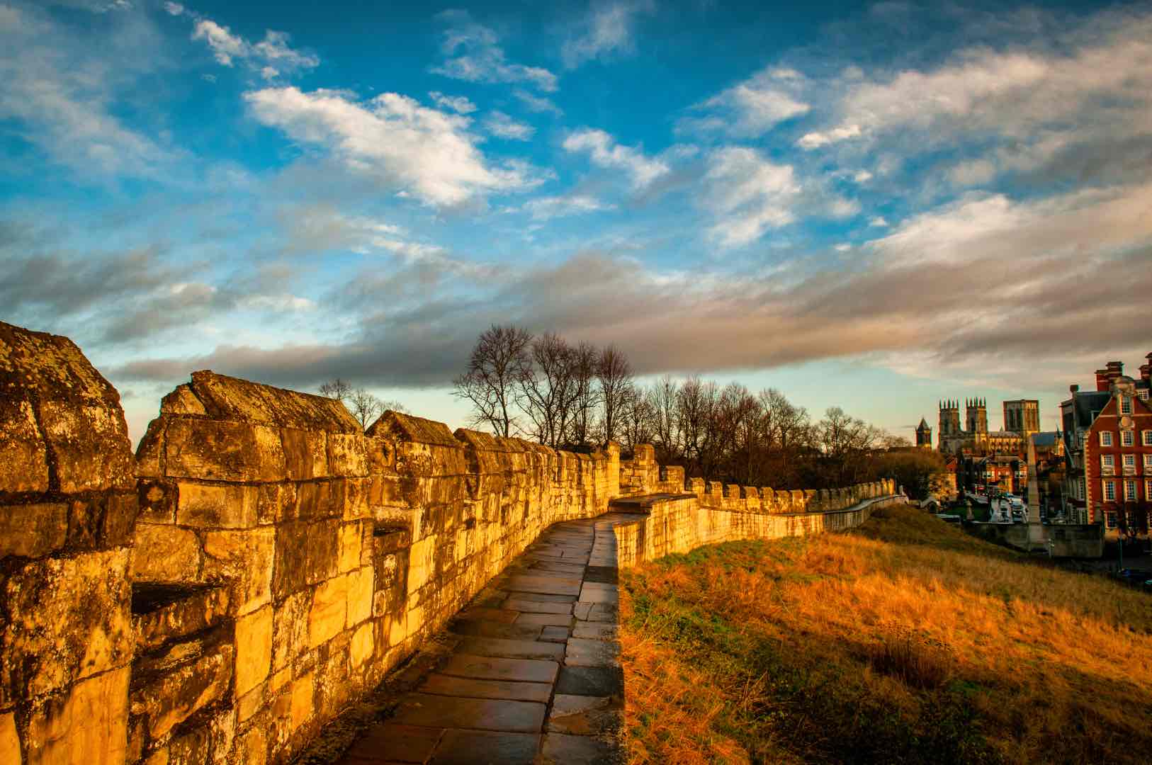 York walls with York Minster in the background