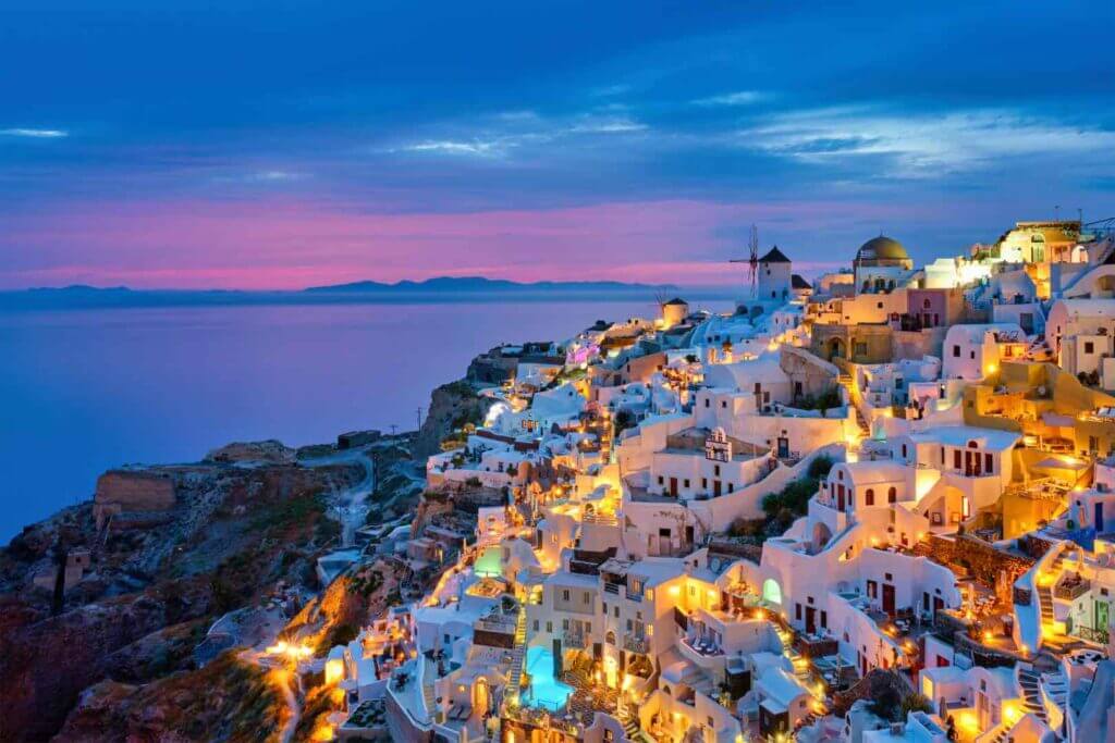 Evening sky in Santorini