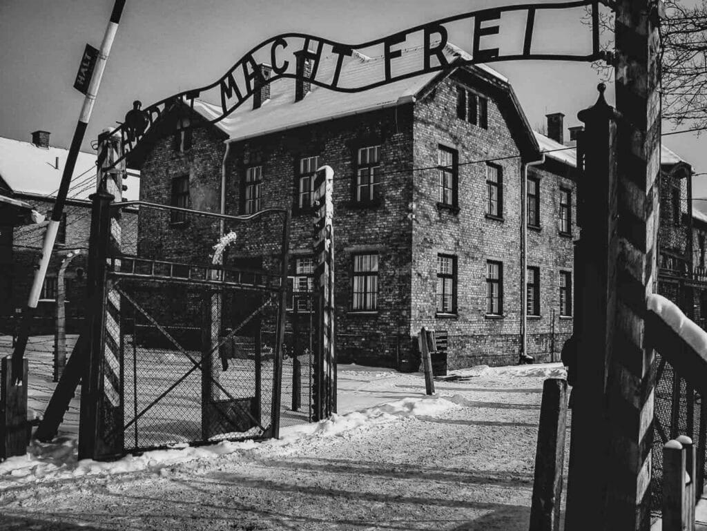 "Arbeit Macht Frei" above the entrance to Auschiwtz I