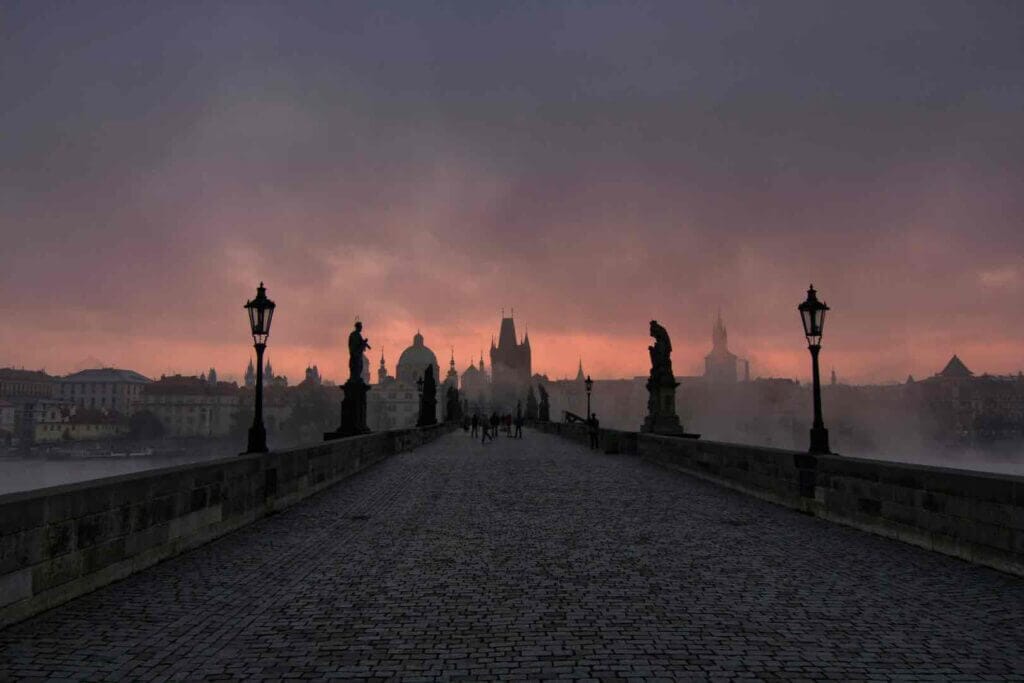 Charles Bridge at Sunset, Czech Republic