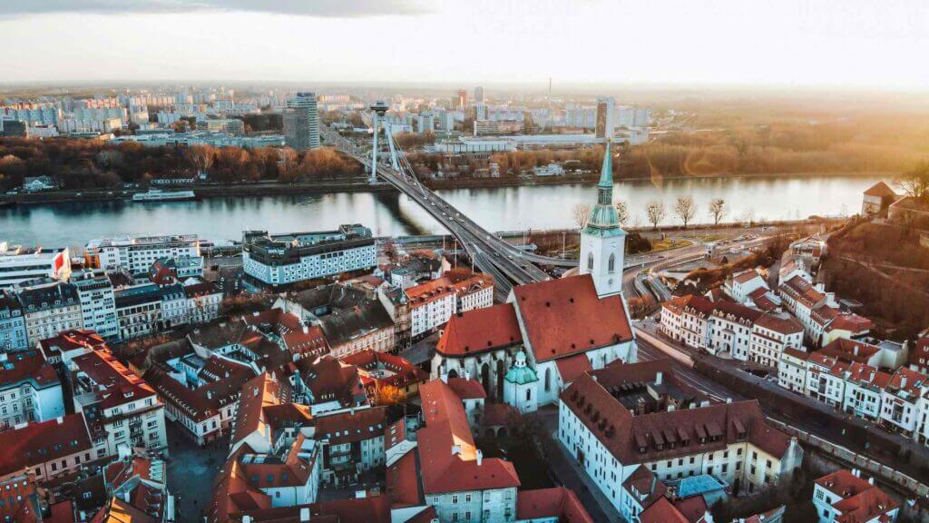 Bratislava view with UFO Tower