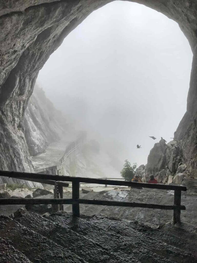 View from inside the cave looking down