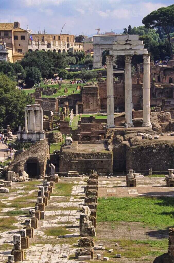 Roman Forum with the Colosseum in the distance