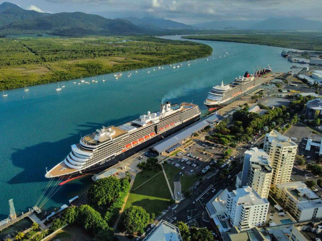 Ships arriving in Cairns, Australia