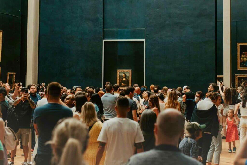 The Mona Lisa, mobbed by tourists!