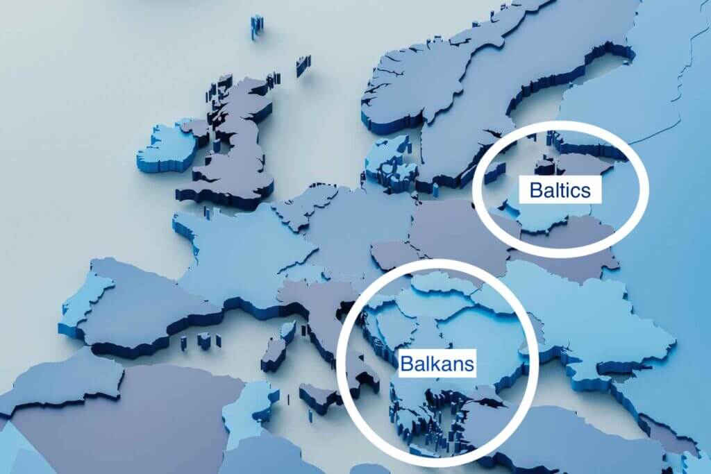 Map of baltic and balkans