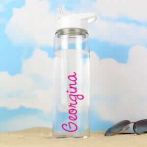 Personalised Pink Name Water Bottle