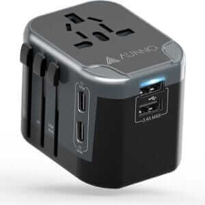 Universal Travel Adapter, International Travel Plug Adapter with 2 USB-C and 2 USB Ports