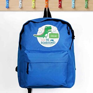 Personalised 'Be Roarsome' Dinosaur Backpack