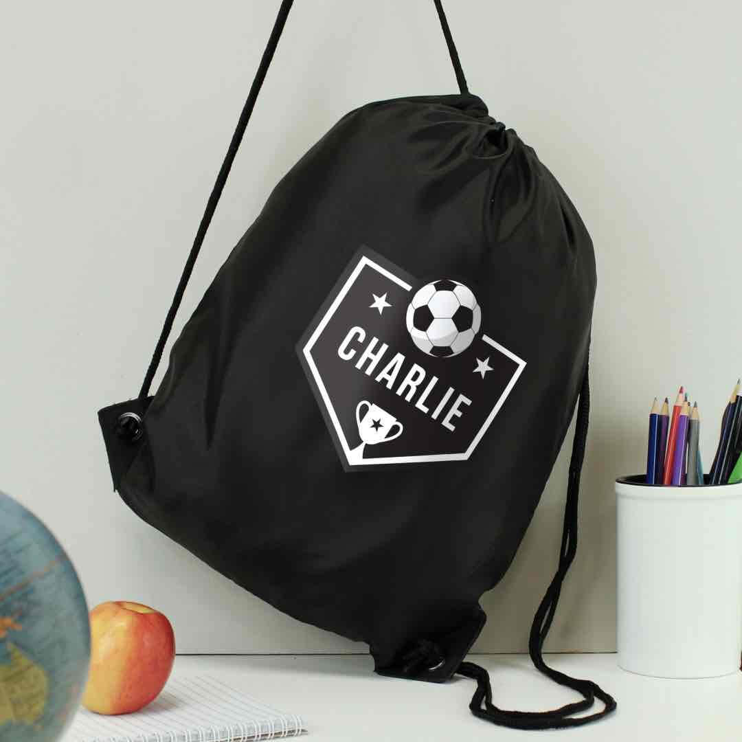 Personalised Football Banner Black Kit Bag