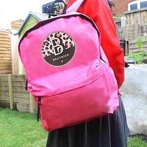 Personalised Leopard Print Pink Backpack
