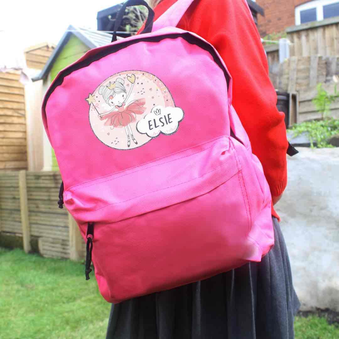 Personalised Princess Ballerina Pink Backpack