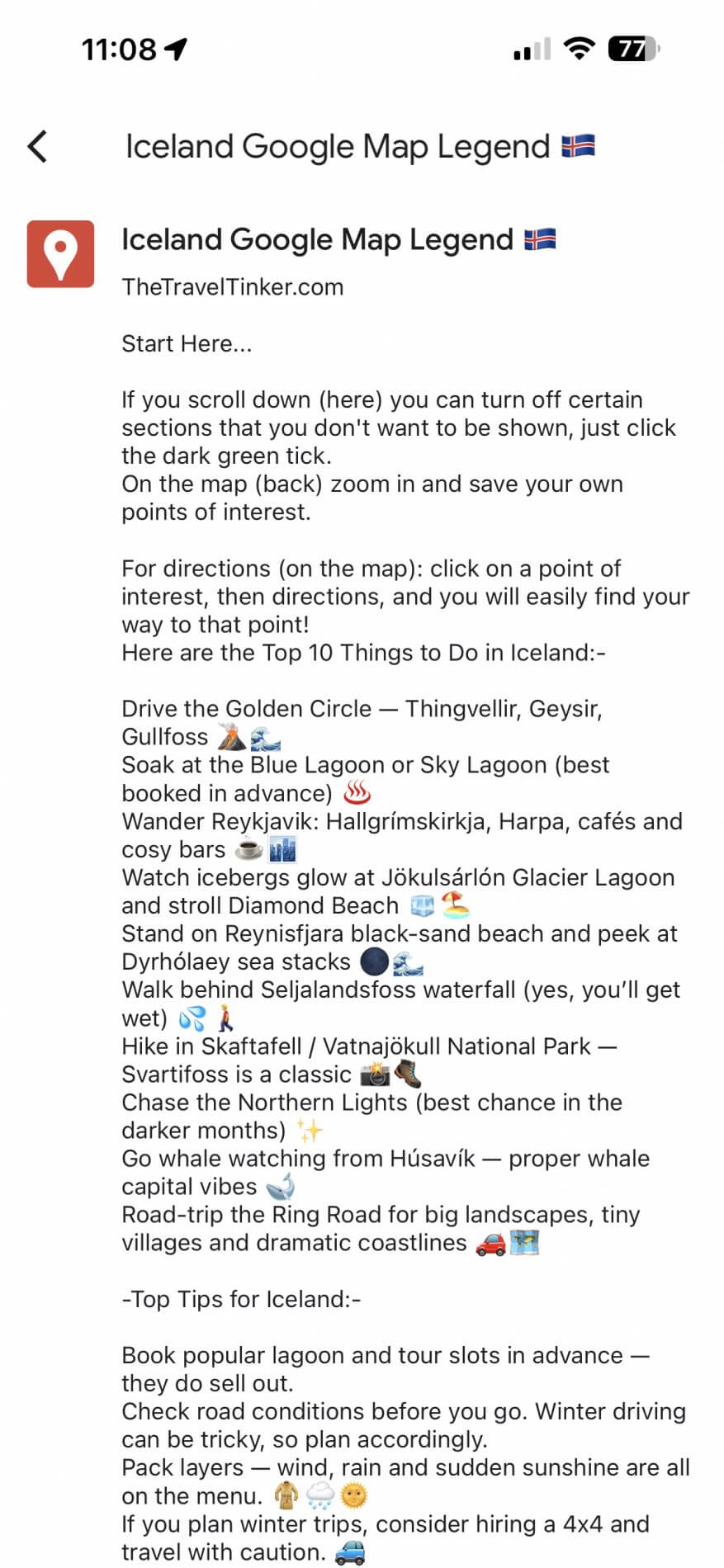 Iceland-Google-Map-Legend-info