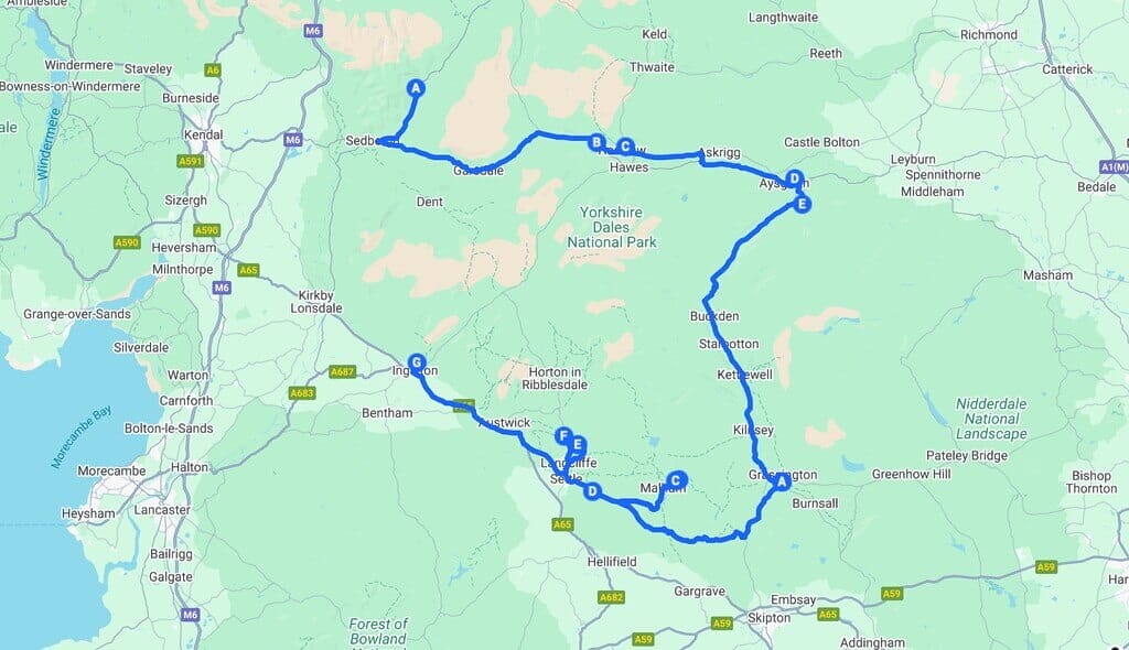 A Yorkshire Dales Waterfall Road Trip and map