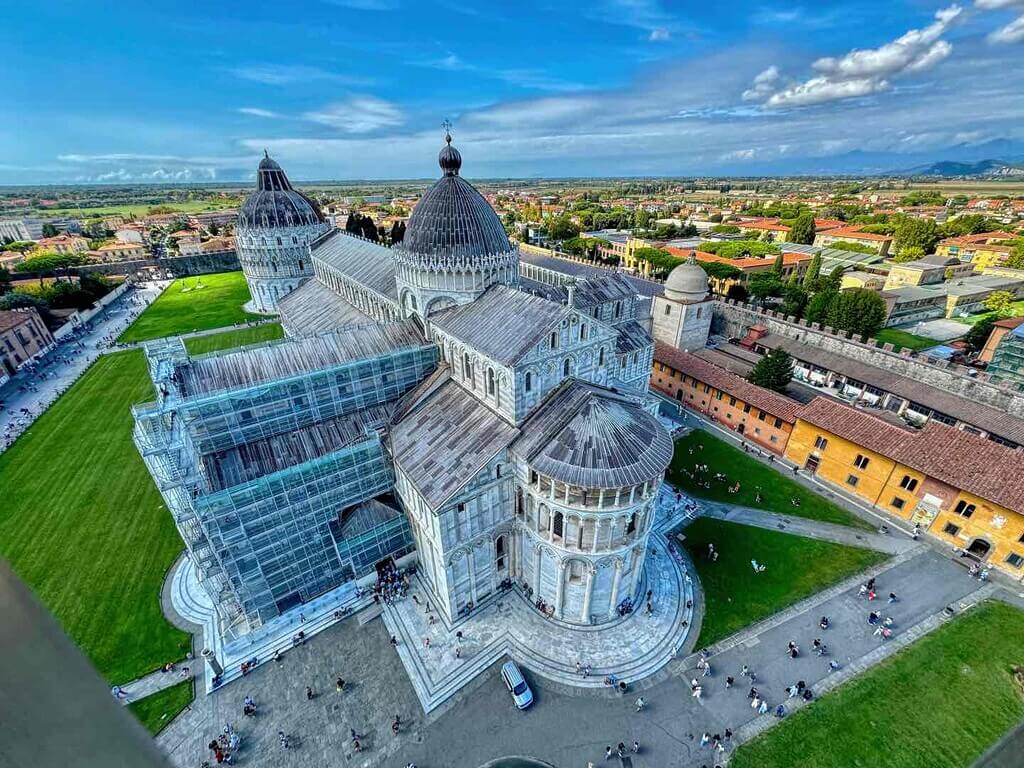 Duomo with the Baptistry in the background, looking down from the Leaning Tower!