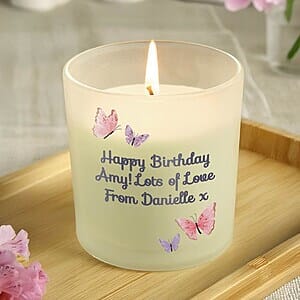 Personalised Butterfly Frosted Candle