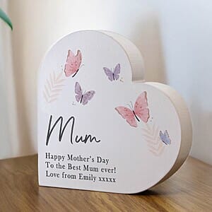 Personalised Butterfly Grey Heart Ornament