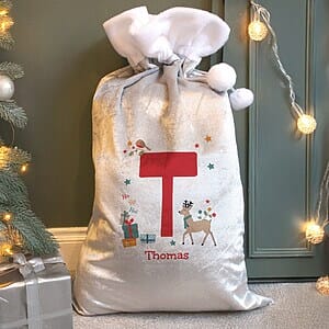 Personalised Initial Reindeer Christmas Sack