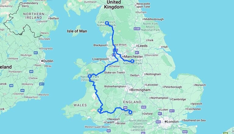 UK Winter Road Trip & Free Map: Cotswolds, Wales & Lake District Loop 🚗❄️