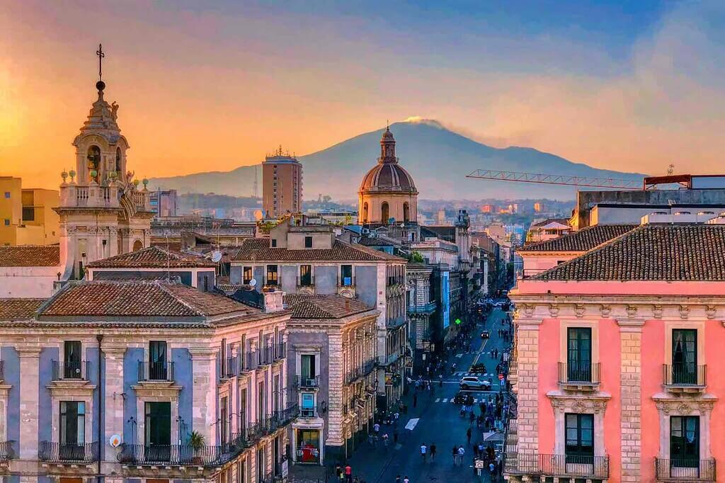 Mount Etna from Catania, Sicily.