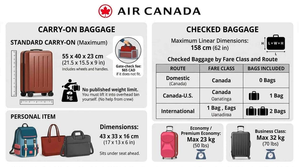 Air Canada baggage allowance made simple