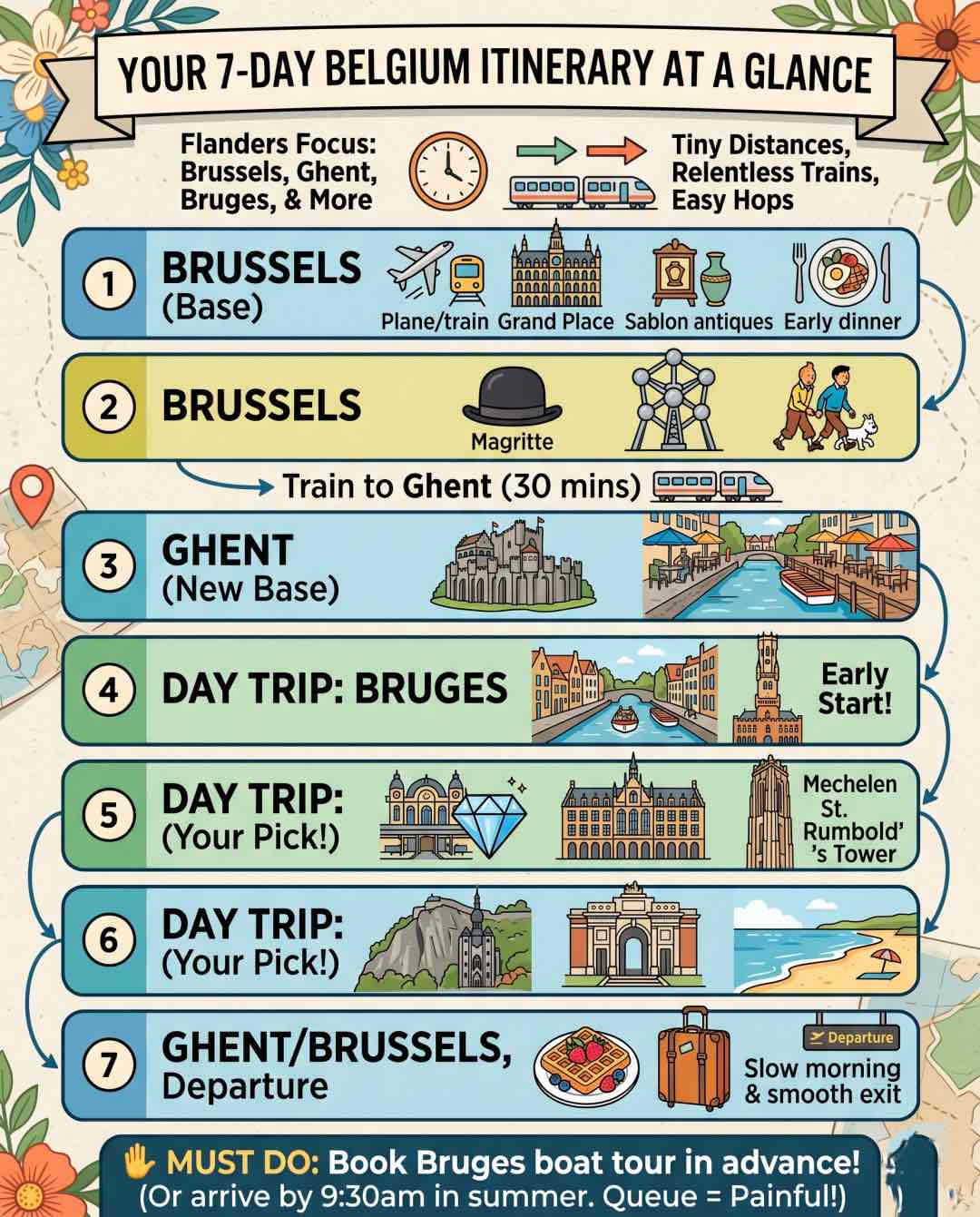7-Day Belgium Itinerary at a Glance